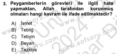 Hadis Tarihi ve Usulü Dersi 2024 - 2025 Yılı (Vize) Ara Sınav Soruları 3. Soru