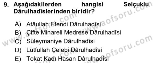 Hadis Tarihi ve Usulü Dersi 2024 - 2025 Yılı Yaz Okulu Sınav Soruları 9. Soru