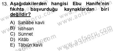İslam Hukukuna Giriş Dersi 2012 - 2013 Yılı (Vize) Ara Sınav Soruları 13. Soru