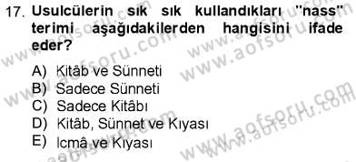 İslam Hukukuna Giriş Dersi 2012 - 2013 Yılı (Vize) Ara Sınavı 17. Soru