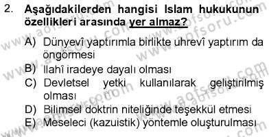 İslam Hukukuna Giriş Dersi 2012 - 2013 Yılı (Vize) Ara Sınav Soruları 2. Soru