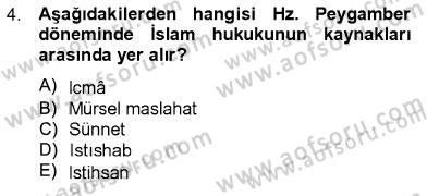 İslam Hukukuna Giriş Dersi 2012 - 2013 Yılı (Vize) Ara Sınav Soruları 4. Soru