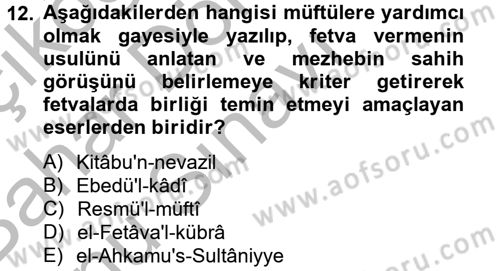 İslam Hukukuna Giriş Dersi 2012 - 2013 Yılı (Final) Dönem Sonu Sınav Soruları 12. Soru