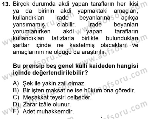 İslam Hukukuna Giriş Dersi 2012 - 2013 Yılı (Final) Dönem Sonu Sınav Soruları 13. Soru