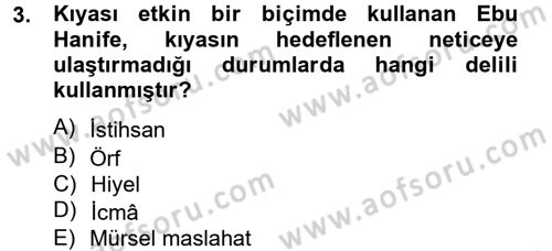 İslam Hukukuna Giriş Dersi 2012 - 2013 Yılı (Final) Dönem Sonu Sınav Soruları 3. Soru