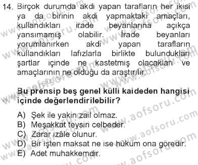 İslam Hukukuna Giriş Dersi 2012 - 2013 Yılı Tek Ders Sınav Soruları 14. Soru