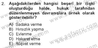 İslam Hukukuna Giriş Dersi 2012 - 2013 Yılı Tek Ders Sınav Soruları 2. Soru