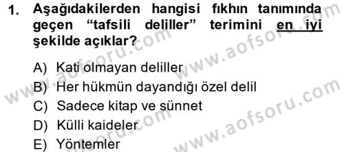 İslam Hukukuna Giriş Dersi 2013 - 2014 Yılı (Vize) Ara Sınav Soruları 1. Soru