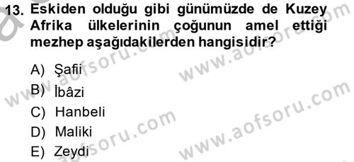 İslam Hukukuna Giriş Dersi 2013 - 2014 Yılı (Vize) Ara Sınav Soruları 13. Soru