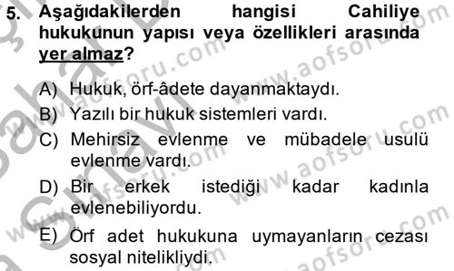 İslam Hukukuna Giriş Dersi 2013 - 2014 Yılı (Vize) Ara Sınav Soruları 5. Soru