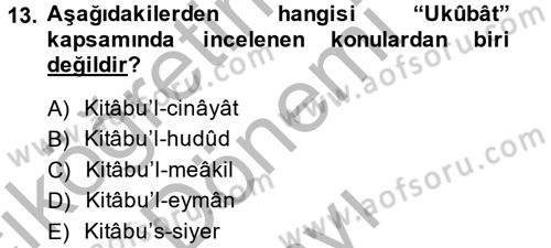 İslam Hukukuna Giriş Dersi 2013 - 2014 Yılı (Final) Dönem Sonu Sınav Soruları 13. Soru