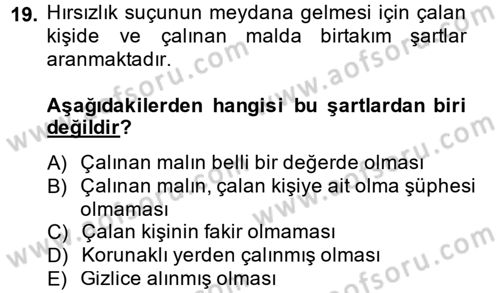 İslam Hukukuna Giriş Dersi 2013 - 2014 Yılı (Final) Dönem Sonu Sınav Soruları 19. Soru