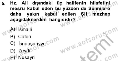 İslam Hukukuna Giriş Dersi 2013 - 2014 Yılı (Final) Dönem Sonu Sınav Soruları 5. Soru