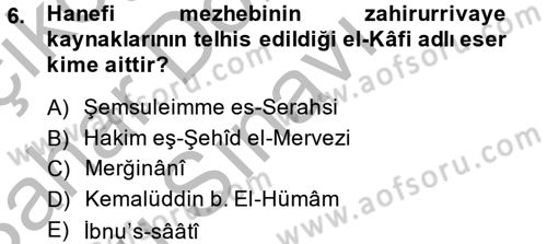 İslam Hukukuna Giriş Dersi 2013 - 2014 Yılı (Final) Dönem Sonu Sınav Soruları 6. Soru