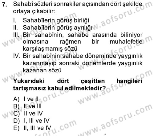 İslam Hukukuna Giriş Dersi 2013 - 2014 Yılı (Final) Dönem Sonu Sınav Soruları 7. Soru