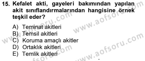 İslam Hukukuna Giriş Dersi 2013 - 2014 Yılı Tek Ders Sınav Soruları 15. Soru