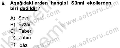 İslam Hukukuna Giriş Dersi 2013 - 2014 Yılı Tek Ders Sınav Soruları 6. Soru