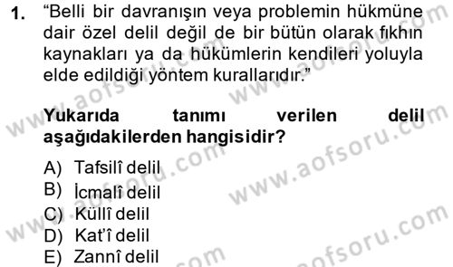 İslam Hukukuna Giriş Dersi 2014 - 2015 Yılı (Vize) Ara Sınav Soruları 1. Soru