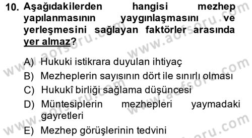 İslam Hukukuna Giriş Dersi 2014 - 2015 Yılı (Vize) Ara Sınav Soruları 10. Soru
