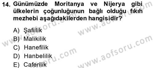 İslam Hukukuna Giriş Dersi 2014 - 2015 Yılı (Vize) Ara Sınav Soruları 14. Soru