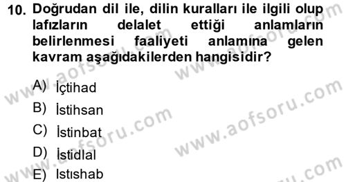 İslam Hukukuna Giriş Dersi 2014 - 2015 Yılı (Final) Dönem Sonu Sınav Soruları 10. Soru