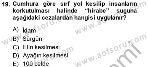 İslam Hukukuna Giriş Dersi 2014 - 2015 Yılı (Final) Dönem Sonu Sınav Soruları 19. Soru