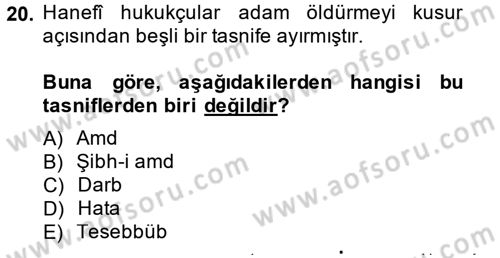 İslam Hukukuna Giriş Dersi 2014 - 2015 Yılı (Final) Dönem Sonu Sınav Soruları 20. Soru