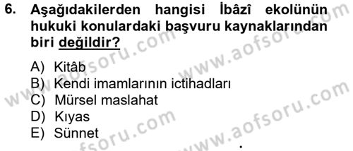 İslam Hukukuna Giriş Dersi 2014 - 2015 Yılı Tek Ders Sınav Soruları 6. Soru