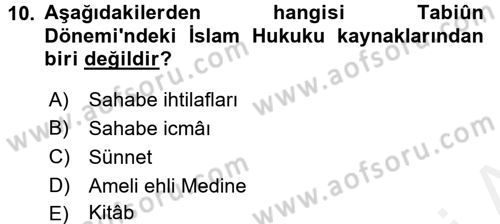 İslam Hukukuna Giriş Dersi 2015 - 2016 Yılı (Vize) Ara Sınav Soruları 10. Soru