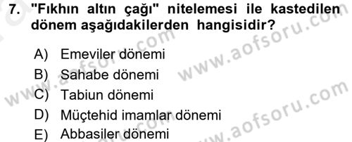 İslam Hukukuna Giriş Dersi 2015 - 2016 Yılı (Vize) Ara Sınav Soruları 7. Soru