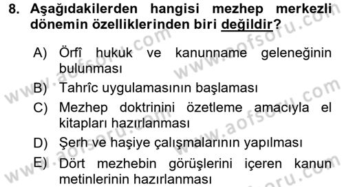 İslam Hukukuna Giriş Dersi 2015 - 2016 Yılı (Vize) Ara Sınav Soruları 8. Soru