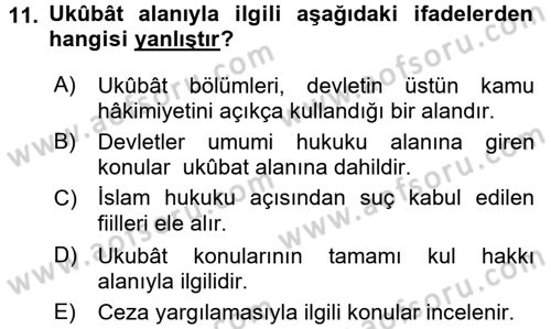 İslam Hukukuna Giriş Dersi 2015 - 2016 Yılı (Final) Dönem Sonu Sınav Soruları 11. Soru