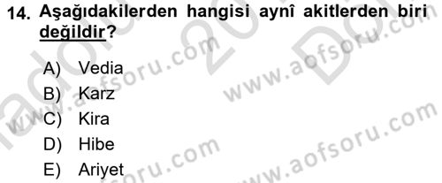 İslam Hukukuna Giriş Dersi 2015 - 2016 Yılı (Final) Dönem Sonu Sınav Soruları 14. Soru