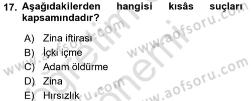 İslam Hukukuna Giriş Dersi 2015 - 2016 Yılı (Final) Dönem Sonu Sınav Soruları 17. Soru