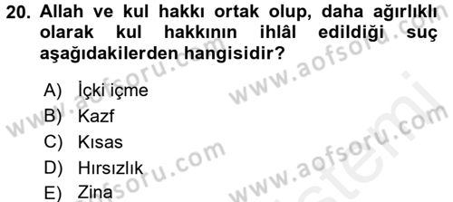 İslam Hukukuna Giriş Dersi 2015 - 2016 Yılı Tek Ders Sınav Soruları 20. Soru