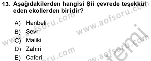 İslam Hukukuna Giriş Dersi 2016 - 2017 Yılı (Vize) Ara Sınav Soruları 13. Soru