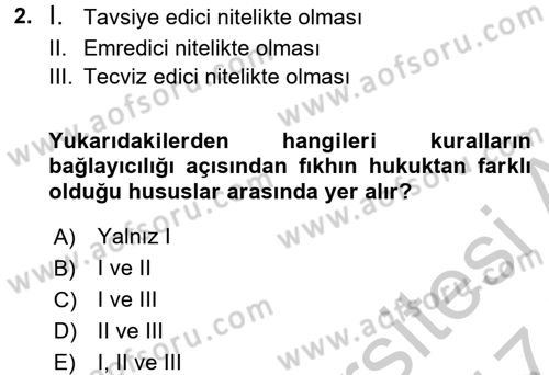İslam Hukukuna Giriş Dersi 2016 - 2017 Yılı (Vize) Ara Sınav Soruları 2. Soru