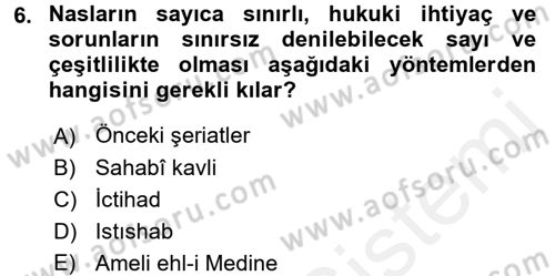 İslam Hukukuna Giriş Dersi 2017 - 2018 Yılı 3 Ders Sınavı 6. Soru