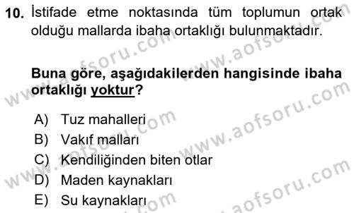 İslam Hukukuna Giriş Dersi 2018 - 2019 Yılı 3 Ders Sınav Soruları 10. Soru