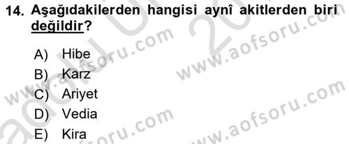 İslam Hukukuna Giriş Dersi 2018 - 2019 Yılı 3 Ders Sınav Soruları 14. Soru
