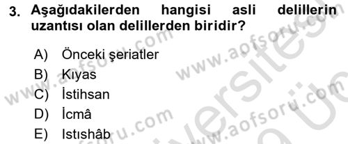 İslam Hukukuna Giriş Dersi 2018 - 2019 Yılı 3 Ders Sınav Soruları 3. Soru