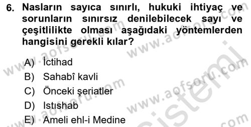 İslam Hukukuna Giriş Dersi 2018 - 2019 Yılı 3 Ders Sınav Soruları 6. Soru