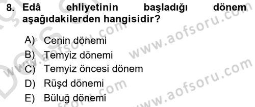 İslam Hukukuna Giriş Dersi 2018 - 2019 Yılı 3 Ders Sınavı 8. Soru