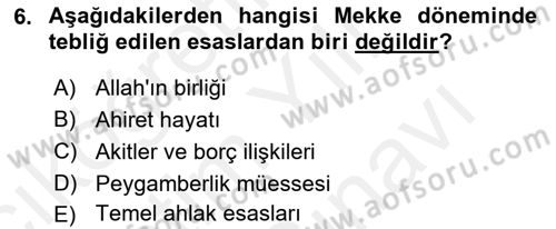 İslam Hukukuna Giriş Dersi 2018 - 2019 Yılı (Vize) Ara Sınav Soruları 6. Soru