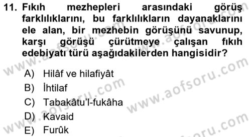 İslam Hukukuna Giriş Dersi 2018 - 2019 Yılı (Final) Dönem Sonu Sınav Soruları 11. Soru