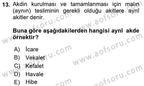 İslam Hukukuna Giriş Dersi 2018 - 2019 Yılı (Final) Dönem Sonu Sınav Soruları 13. Soru