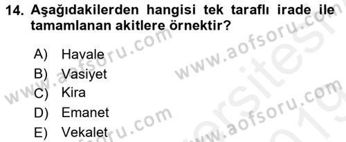 İslam Hukukuna Giriş Dersi 2018 - 2019 Yılı (Final) Dönem Sonu Sınav Soruları 14. Soru