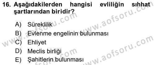 İslam Hukukuna Giriş Dersi 2018 - 2019 Yılı (Final) Dönem Sonu Sınav Soruları 16. Soru