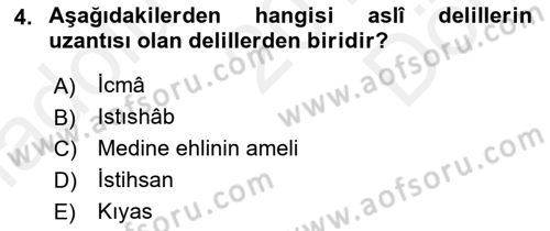 İslam Hukukuna Giriş Dersi 2018 - 2019 Yılı (Final) Dönem Sonu Sınav Soruları 4. Soru