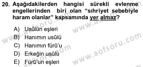 İslam Hukukuna Giriş Dersi 2018 - 2019 Yılı Yaz Okulu Sınav Soruları 20. Soru